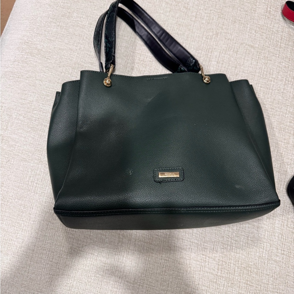 Dark Green Structured Tote Bag